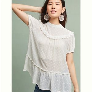 Anthropologie white babydoll blouse